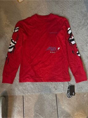 Otherwild Red Long Sleeve Tee with Sleeve Graphics